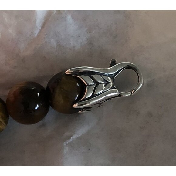David Yurman Spiritual Bead Bracelet Tiger's Eye w/Silver Wave Bead 925 8”L Mint - Picture 9 of 11